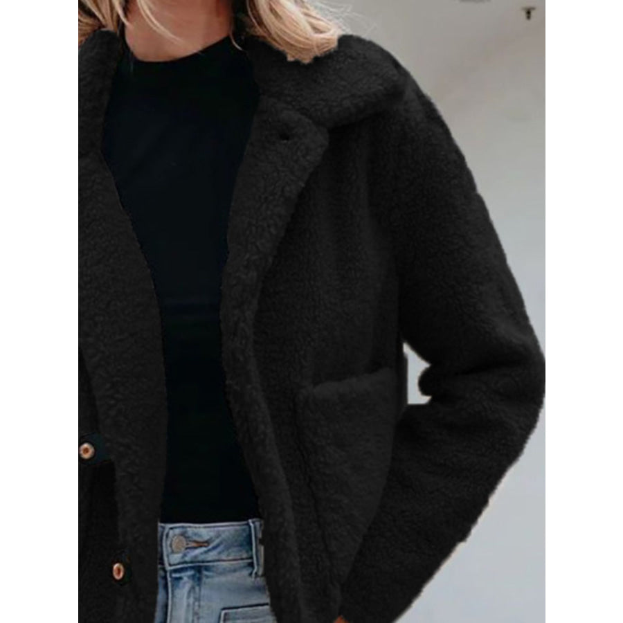 Snap Down Long Sleeve Fuzzy Jacket Apparel and Accessories