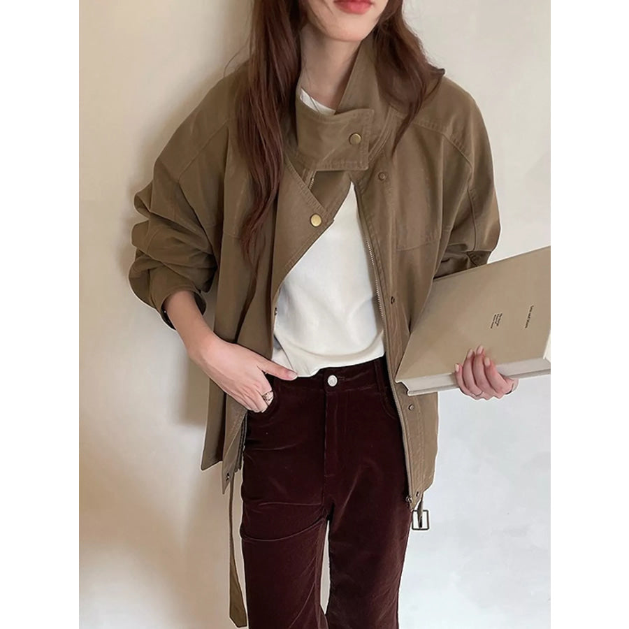 Snap Down Long Sleeve Jacket Apparel and Accessories