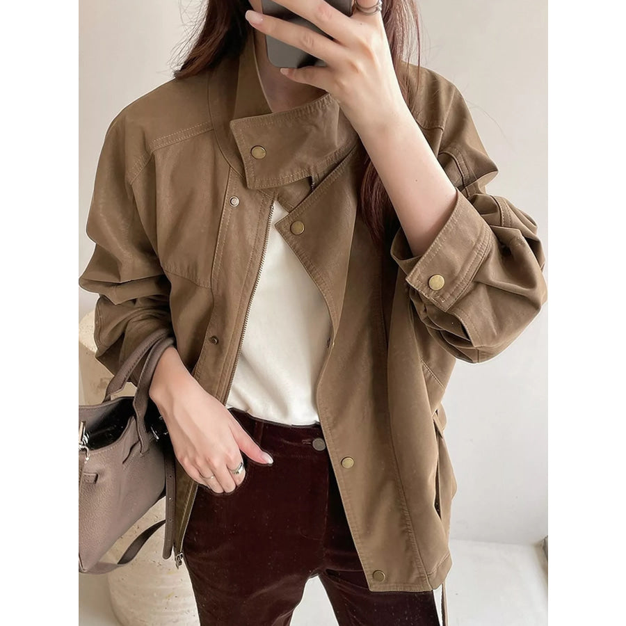 Snap Down Long Sleeve Jacket Apparel and Accessories
