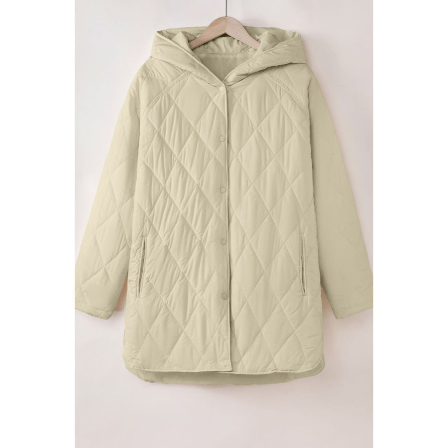 Snap Down Long Sleeve Quilted Winter Coat Apparel and Accessories