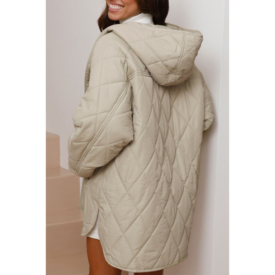 Snap Down Long Sleeve Quilted Winter Coat Apparel and Accessories