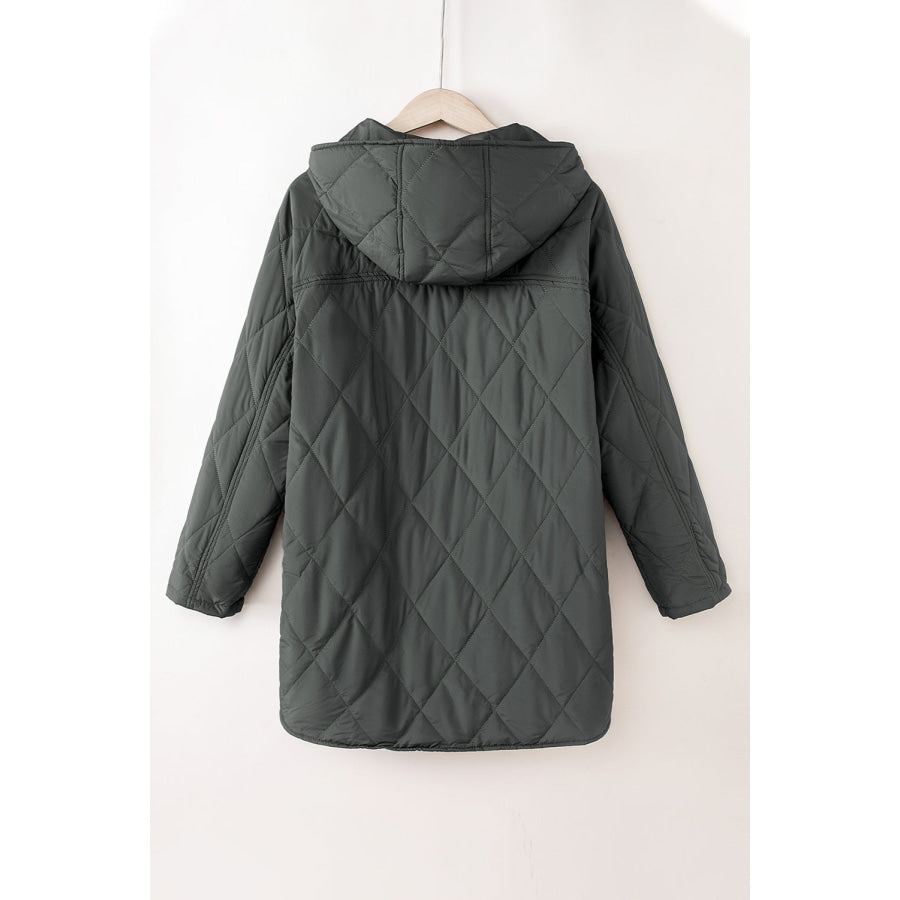 Snap Down Long Sleeve Quilted Winter Coat Apparel and Accessories