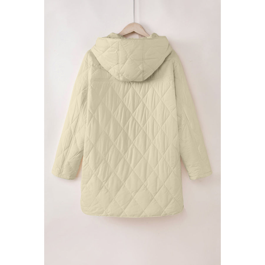 Snap Down Long Sleeve Quilted Winter Coat Apparel and Accessories