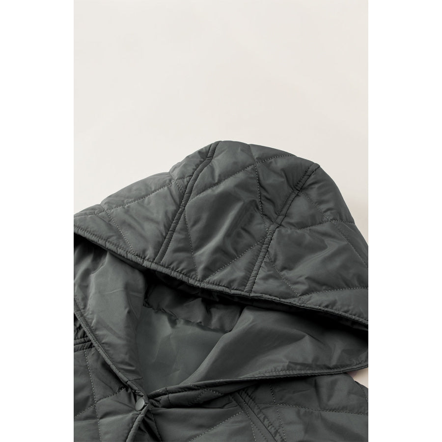 Snap Down Long Sleeve Quilted Winter Coat Apparel and Accessories