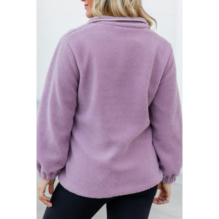 Snap Down Long Sleeve Sherpa Jacket Apparel and Accessories