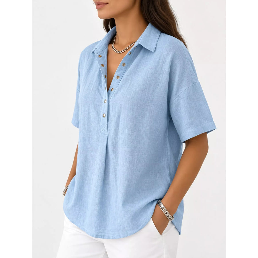 Snap Down Short Sleeve Shirt Apparel and Accessories