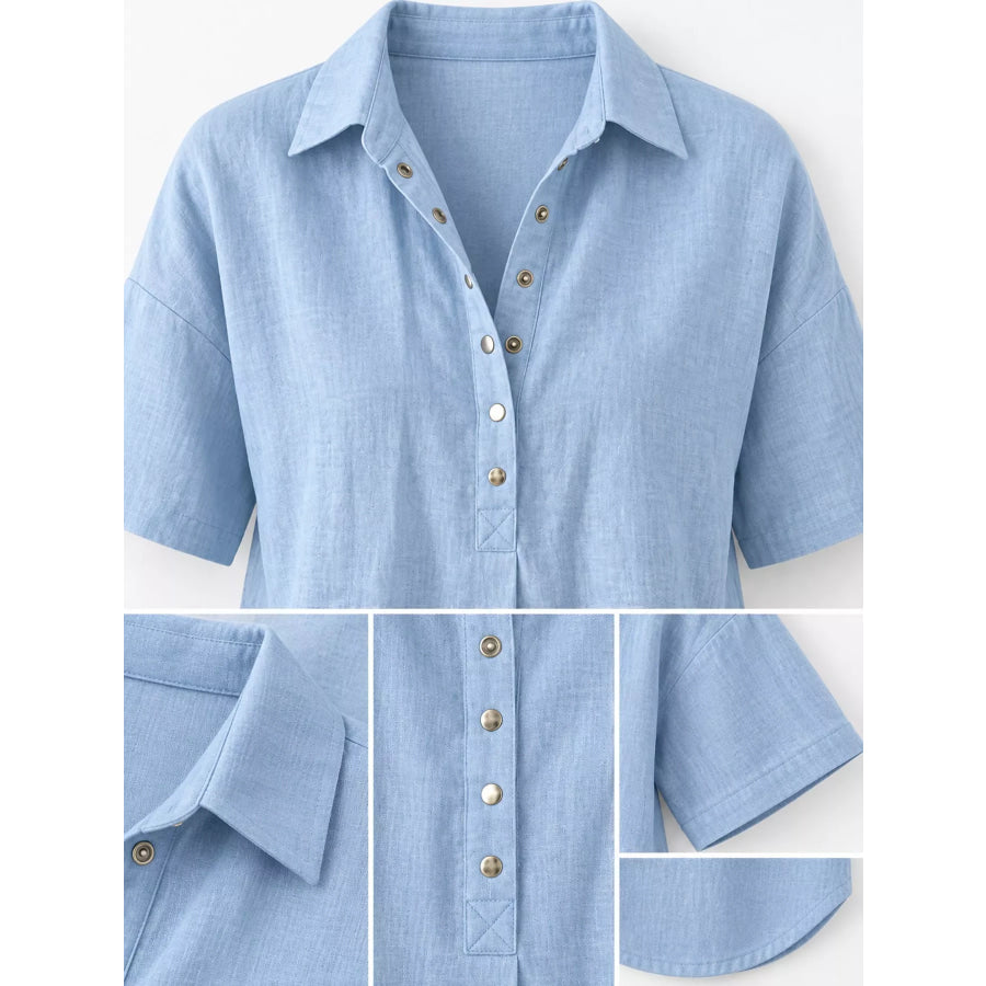 Snap Down Short Sleeve Shirt Apparel and Accessories