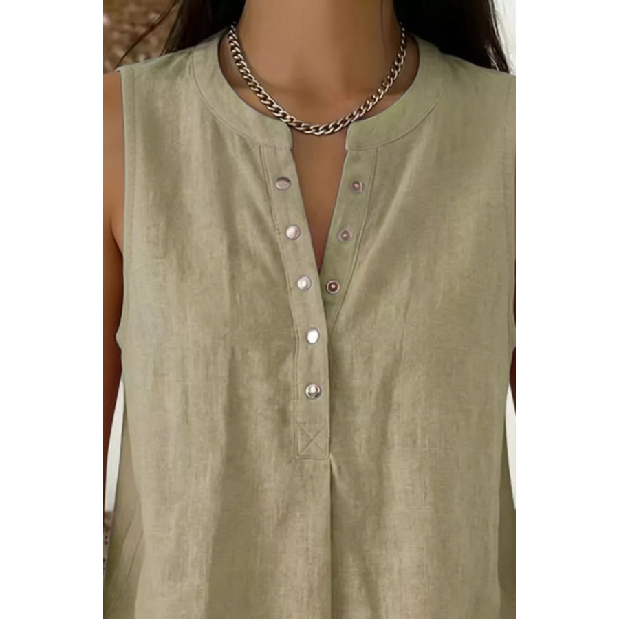 Snap Down Sleeveless Top Apparel and Accessories