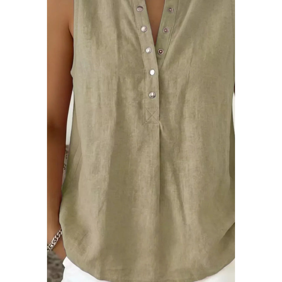 Snap Down Sleeveless Top Apparel and Accessories