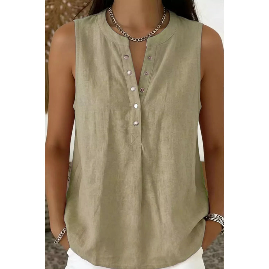 Snap Down Sleeveless Top Taupe / S Apparel and Accessories