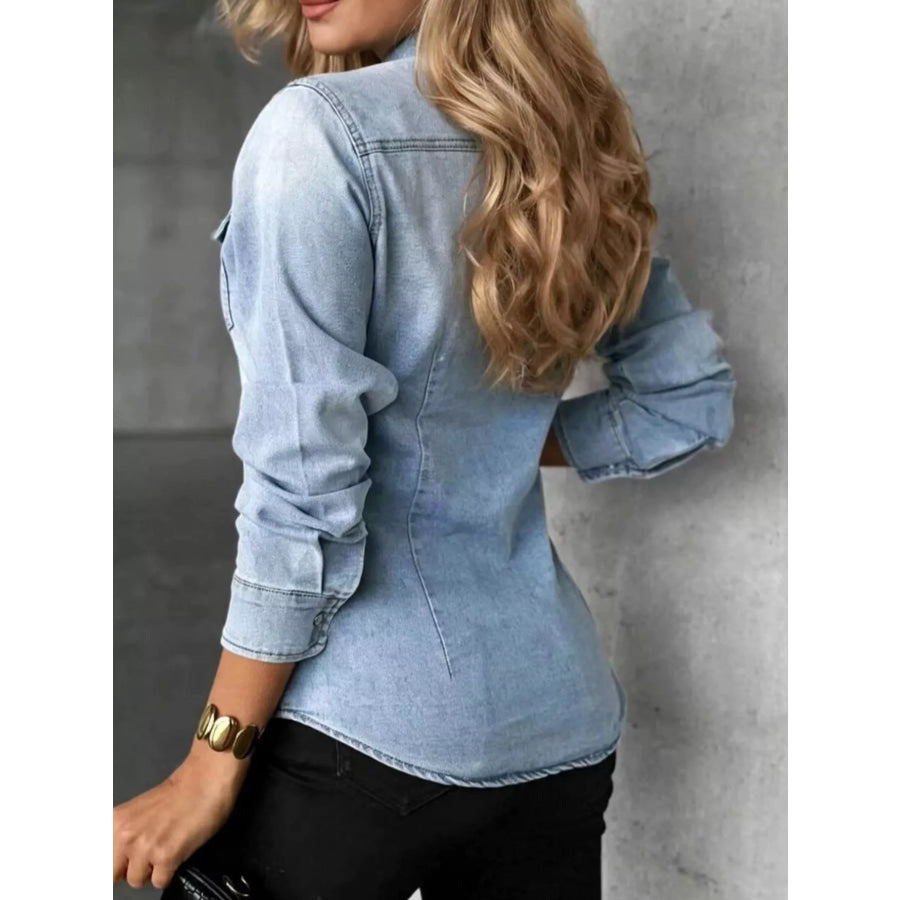 Snap Down Slim-Fit Denim Shirt Apparel and Accessories
