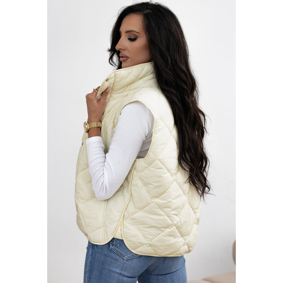 Snap Down Texture Vest Coat with Pockets Apparel and Accessories