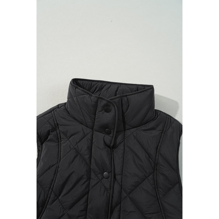 Snap Down Texture Vest Coat with Pockets Apparel and Accessories