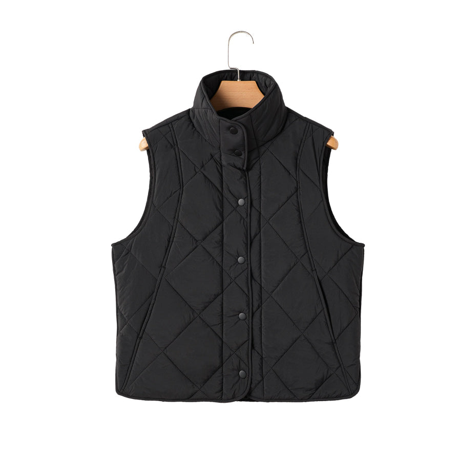 Snap Down Texture Vest Coat with Pockets Apparel and Accessories