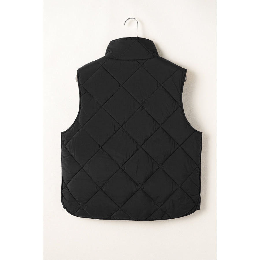 Snap Down Texture Vest Coat with Pockets Apparel and Accessories