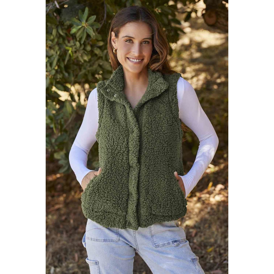 Snap Down Vest with Pockets Black Forest / S