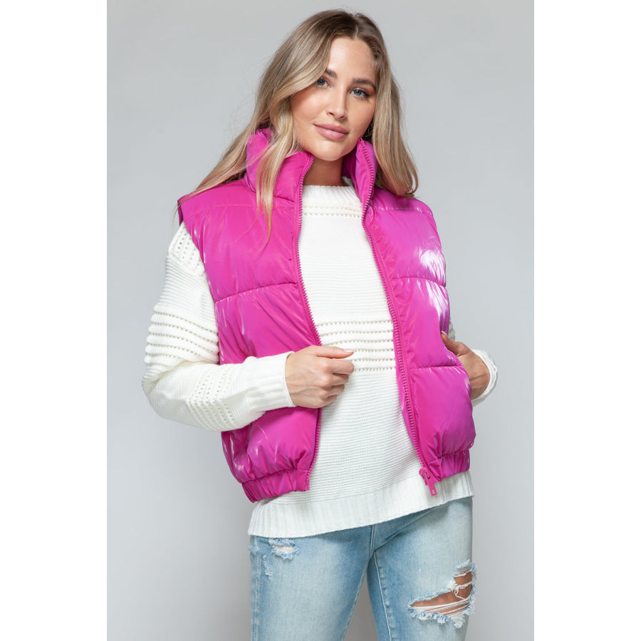 Snobbish Fine Fur Lining Quilted Vest Hot Pink / S Apparel and Accessories