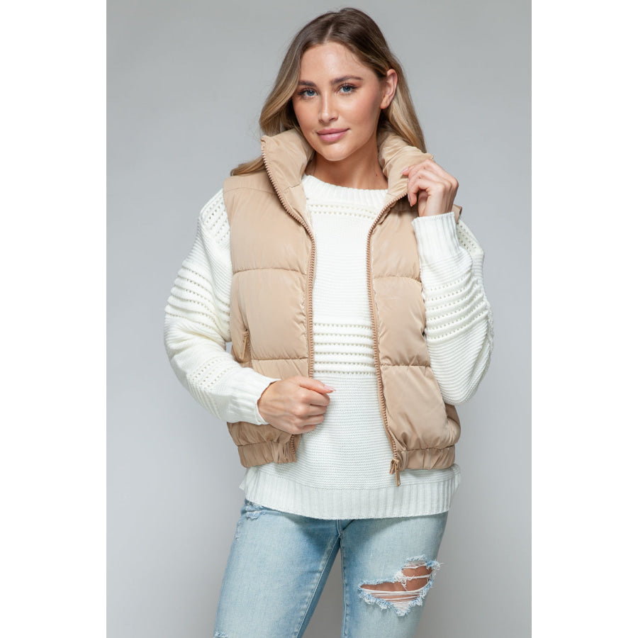 Snobbish Fine Fur Lining Quilted Vest Iced Coffee / S Apparel and Accessories