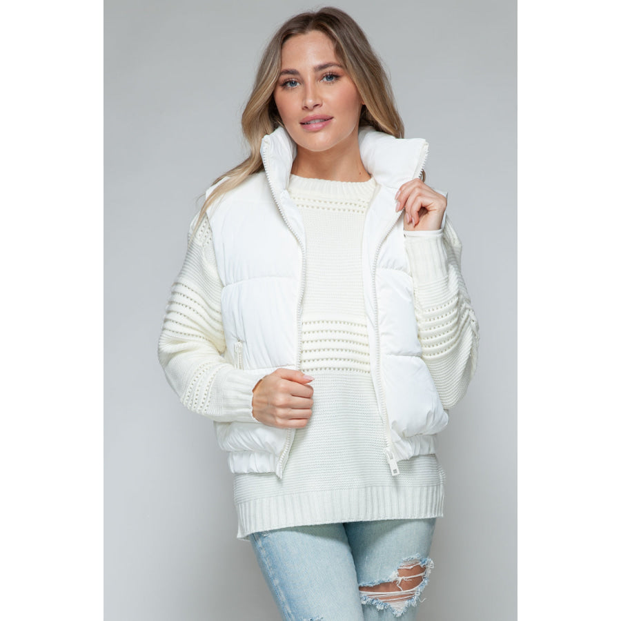 Snobbish Fine Fur Lining Quilted Vest Off White / S Apparel and Accessories