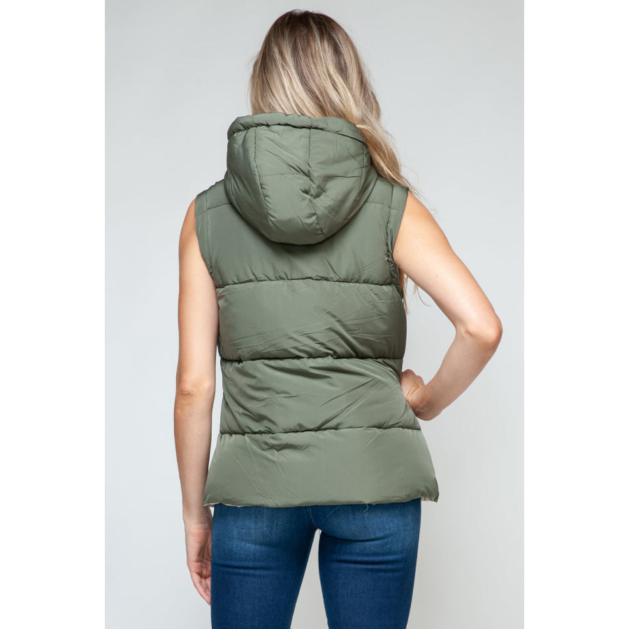 Snobbish Snap and Zip Closure Hooded Vest Apparel and Accessories