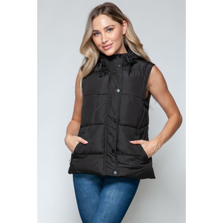 Snobbish Snap and Zip Closure Hooded Vest Apparel and Accessories