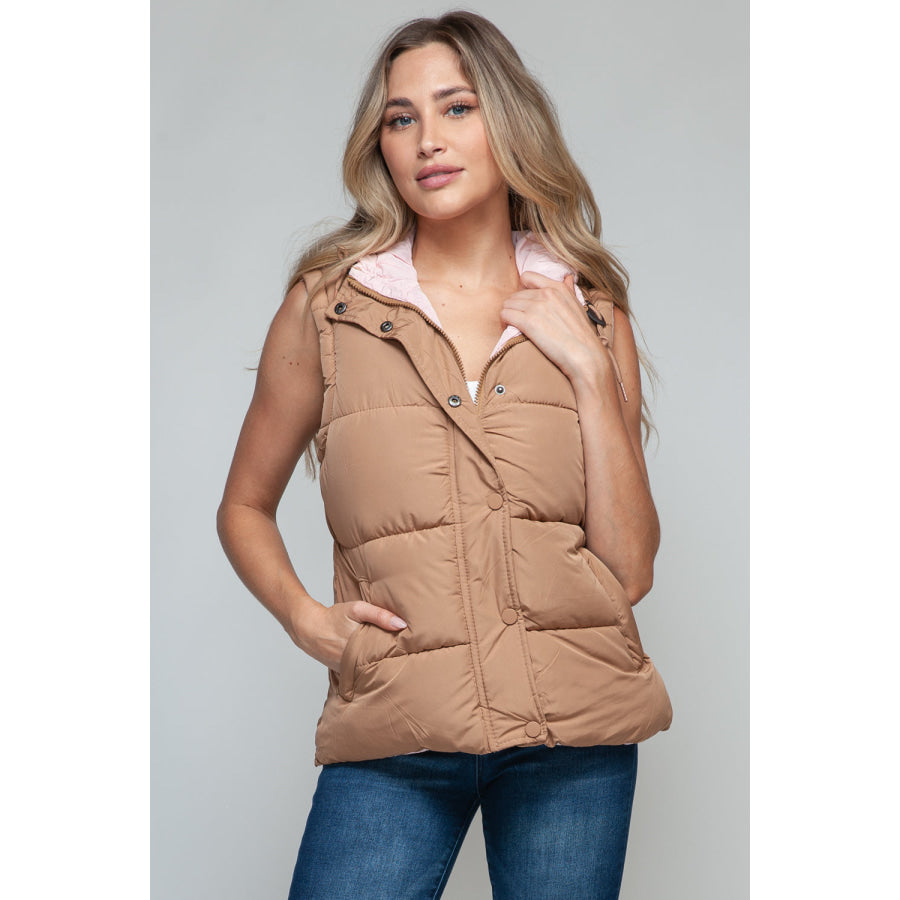 Snobbish Snap and Zip Closure Hooded Vest Apparel and Accessories