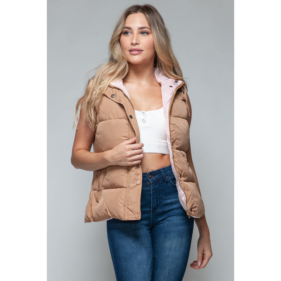 Snobbish Snap and Zip Closure Hooded Vest Apparel and Accessories