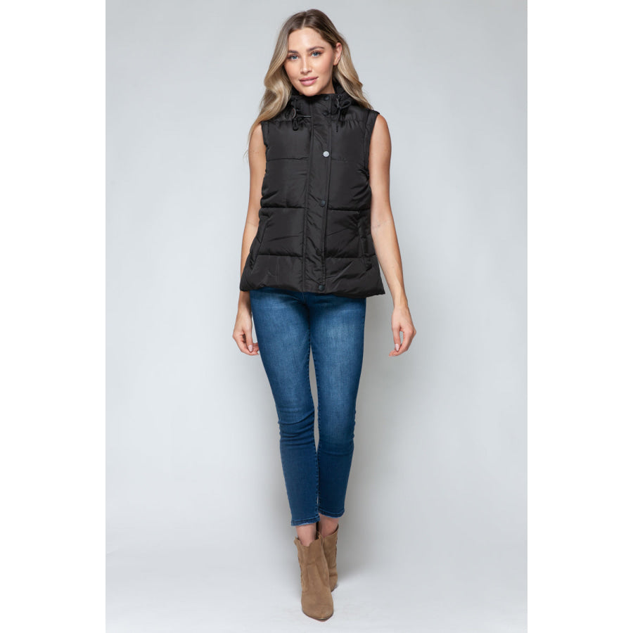 Snobbish Snap and Zip Closure Hooded Vest Apparel and Accessories