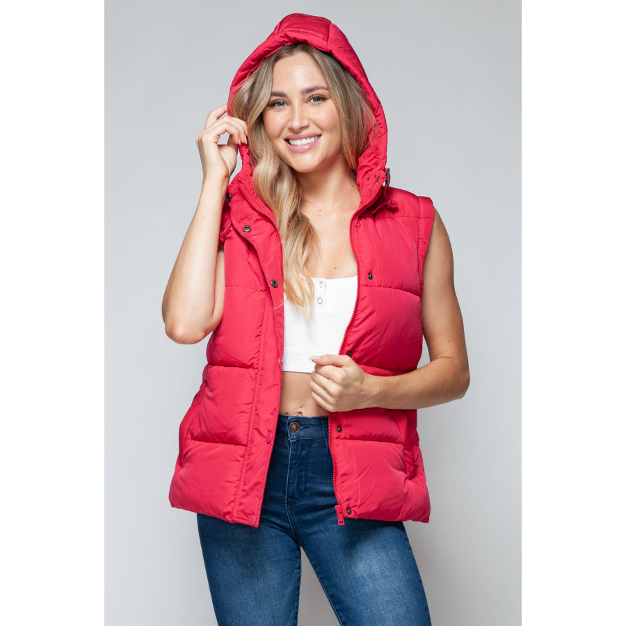 Snobbish Snap and Zip Closure Hooded Vest Apparel and Accessories