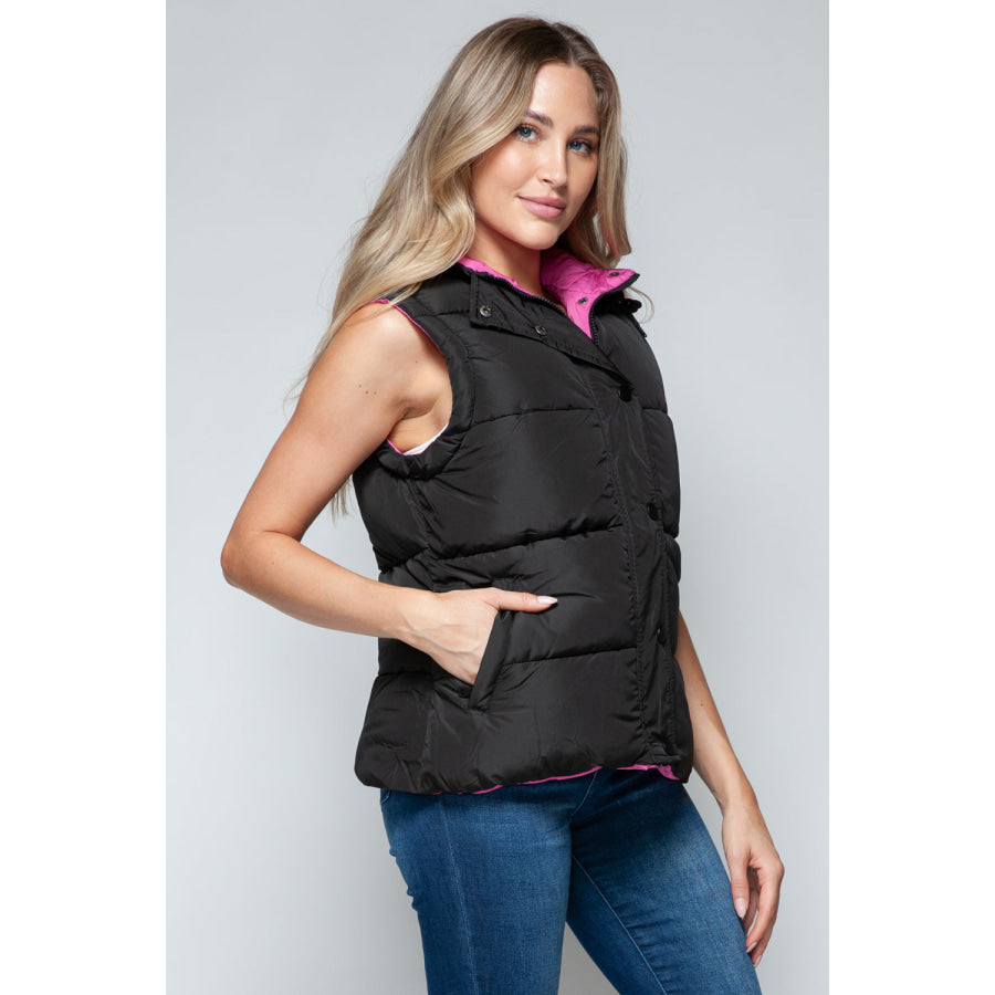 Snobbish Snap and Zip Closure Hooded Vest Apparel and Accessories