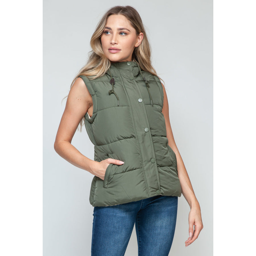 Snobbish Snap and Zip Closure Hooded Vest Apparel and Accessories