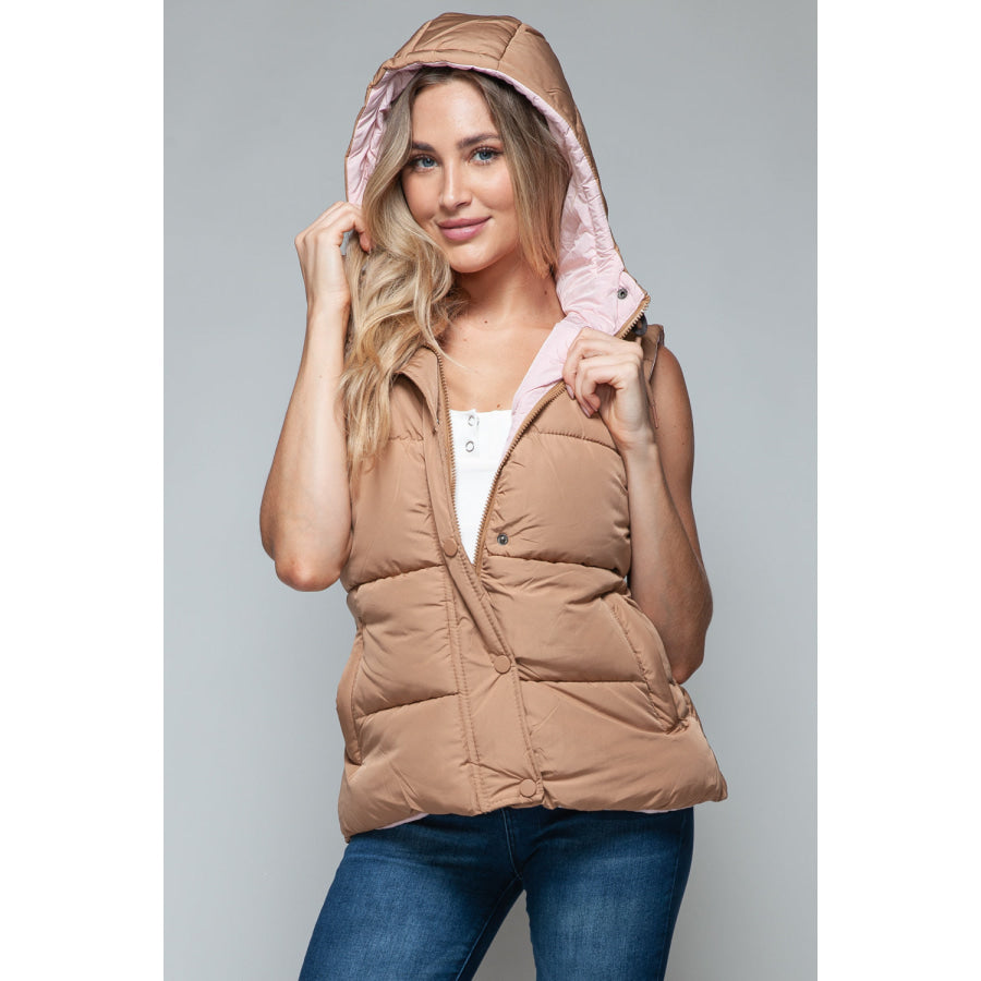 Snobbish Snap and Zip Closure Hooded Vest Apparel and Accessories