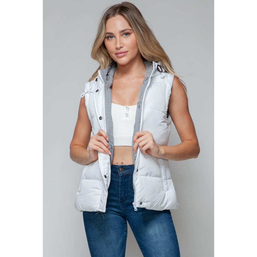 Snobbish Snap and Zip Closure Hooded Vest Apparel and Accessories