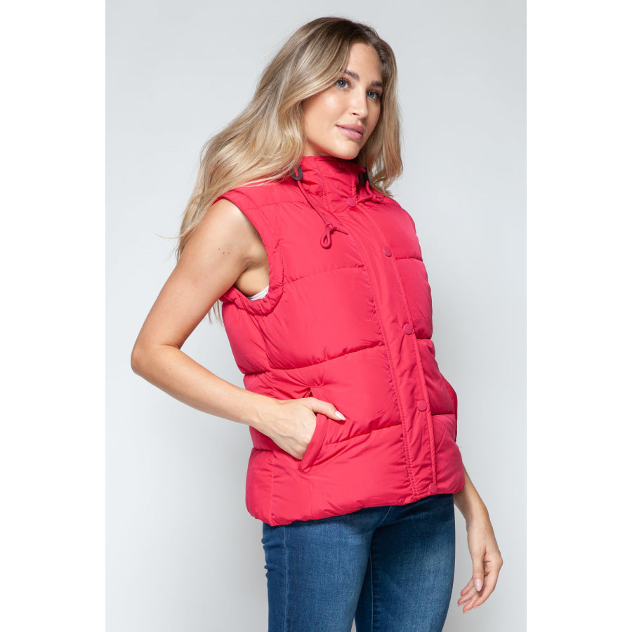 Snobbish Snap and Zip Closure Hooded Vest Apparel and Accessories