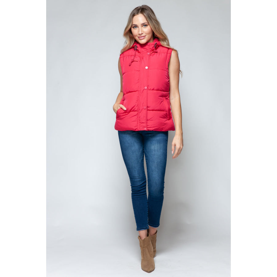 Snobbish Snap and Zip Closure Hooded Vest Apparel and Accessories