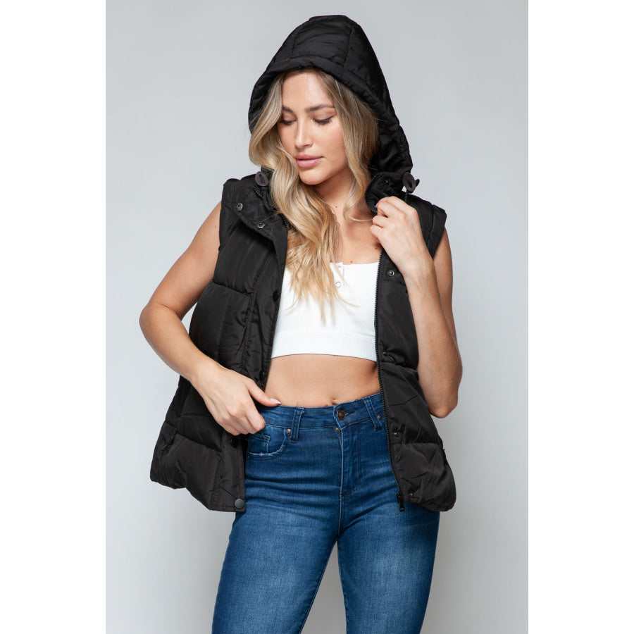 Snobbish Snap and Zip Closure Hooded Vest Apparel and Accessories