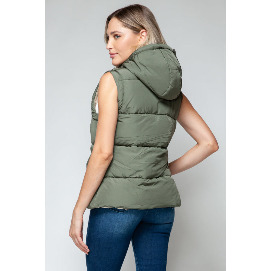 Snobbish Snap and Zip Closure Hooded Vest Apparel and Accessories