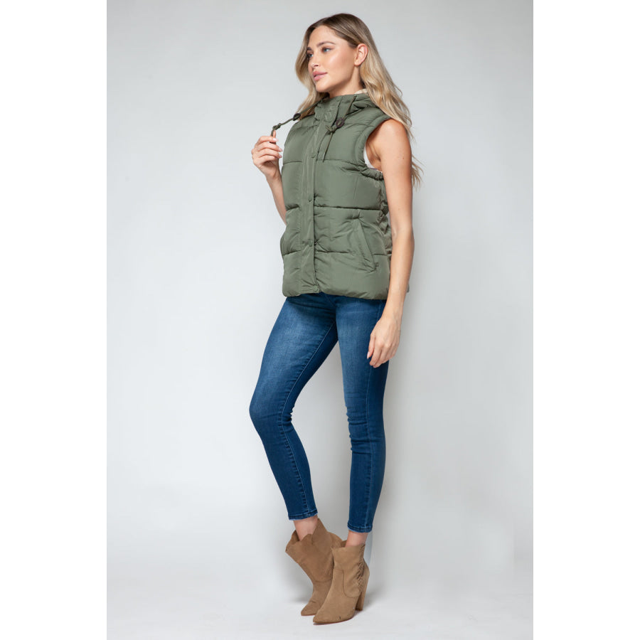 Snobbish Snap and Zip Closure Hooded Vest Apparel and Accessories