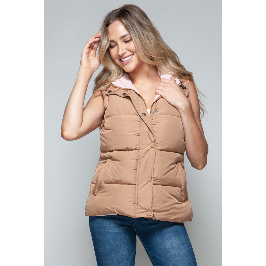 Snobbish Snap and Zip Closure Hooded Vest Apparel and Accessories