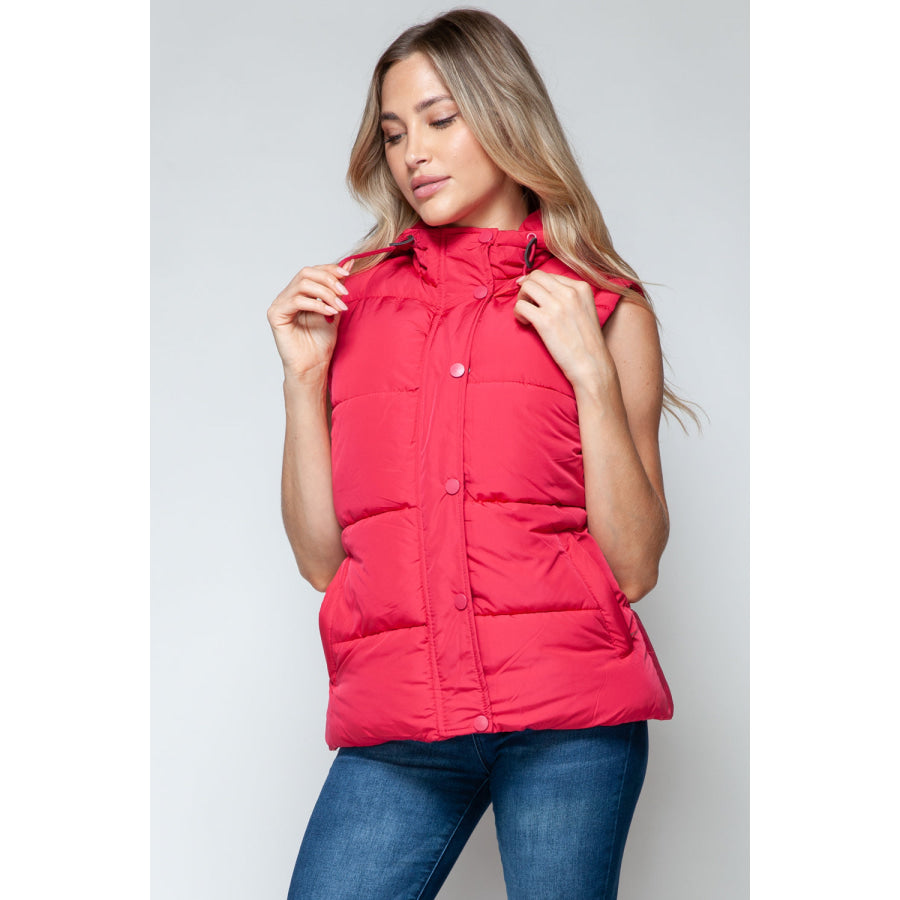 Snobbish Snap and Zip Closure Hooded Vest Apparel and Accessories