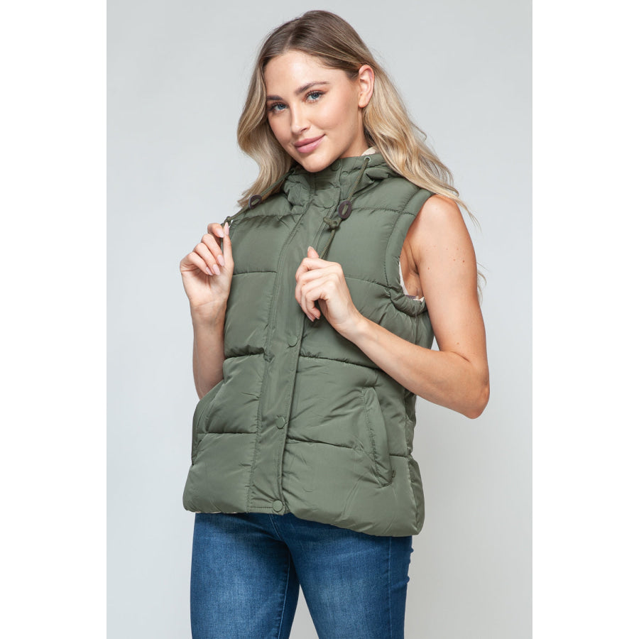 Snobbish Snap and Zip Closure Hooded Vest Apparel and Accessories