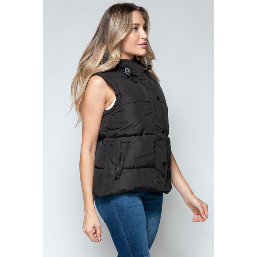 Snobbish Snap and Zip Closure Hooded Vest Apparel and Accessories