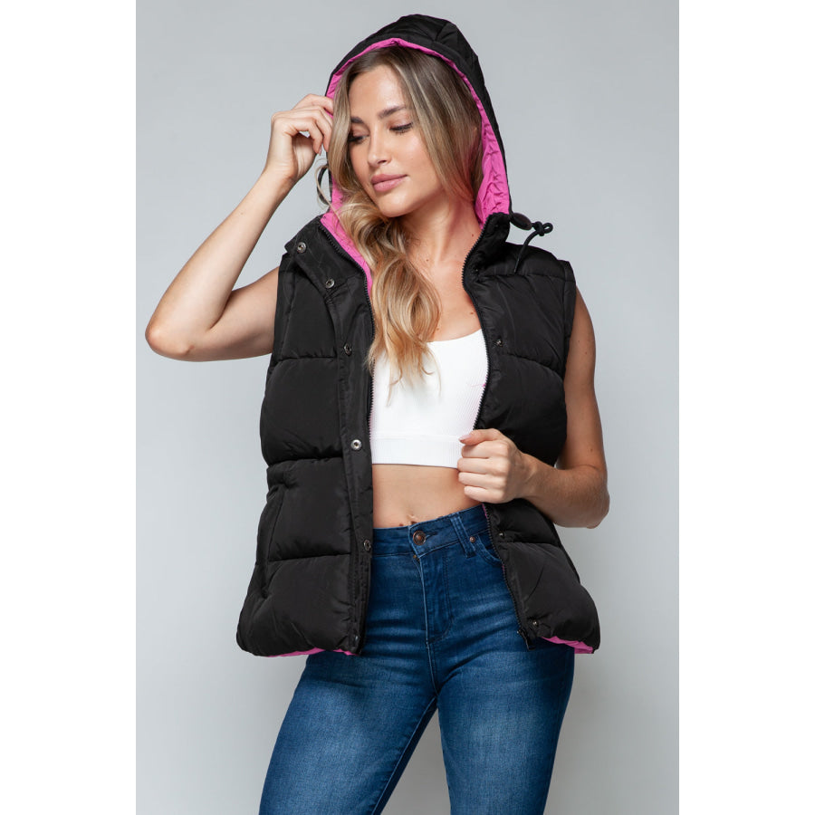 Snobbish Snap and Zip Closure Hooded Vest Apparel and Accessories