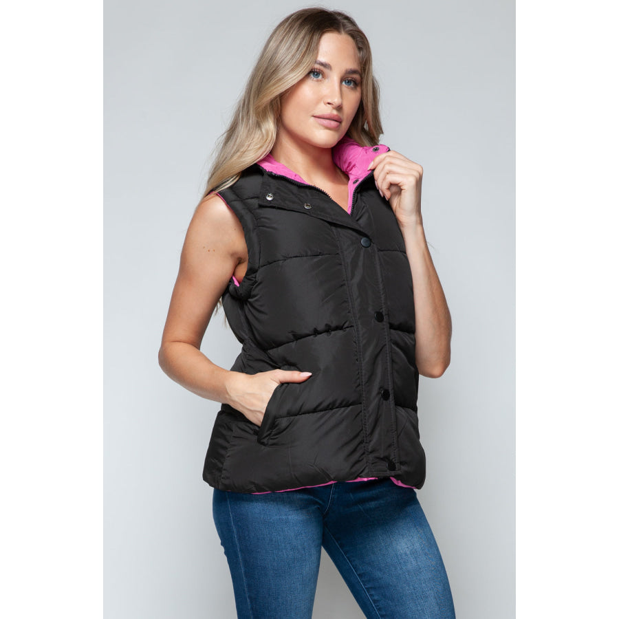 Snobbish Snap and Zip Closure Hooded Vest Apparel and Accessories