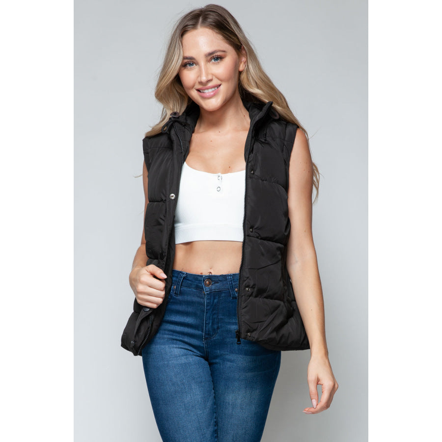 Snobbish Snap and Zip Closure Hooded Vest Apparel and Accessories