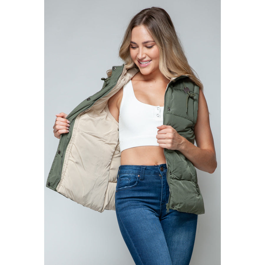 Snobbish Snap and Zip Closure Hooded Vest Apparel and Accessories