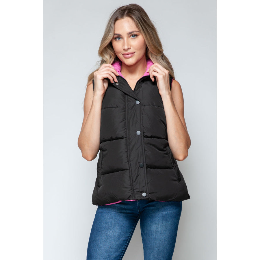 Snobbish Snap and Zip Closure Hooded Vest Apparel and Accessories