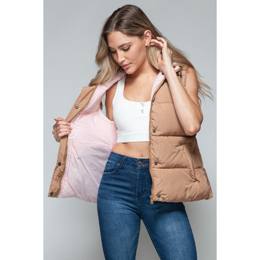 Snobbish Snap and Zip Closure Hooded Vest Apparel and Accessories