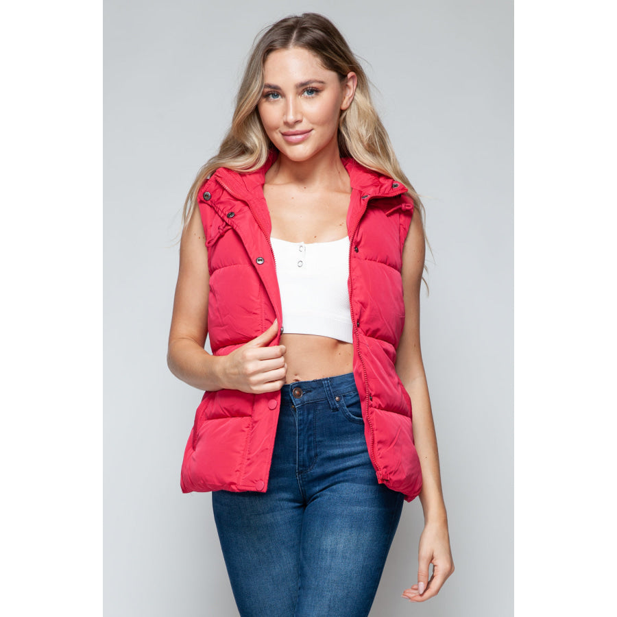 Snobbish Snap and Zip Closure Hooded Vest Apparel and Accessories