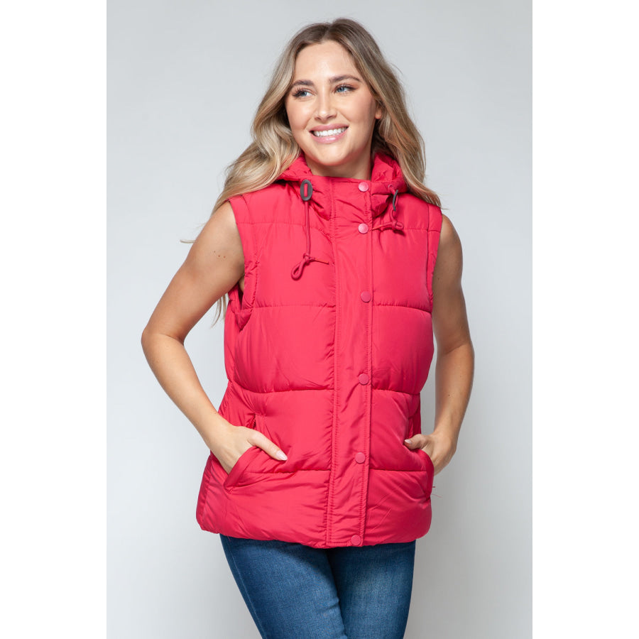 Snobbish Snap and Zip Closure Hooded Vest Magenta / S Apparel and Accessories